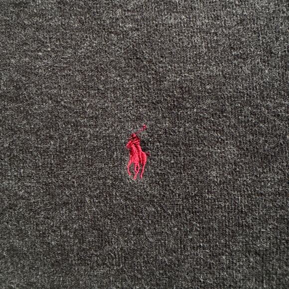 Polo Ralph Lauren Men’s Gray Quarter Zip Sweater Heather Knit Pullover Red Pony - Picture 6 of 11